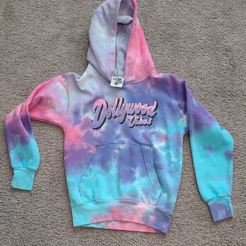 Dollywood Vibes Tie-Dye Hoodie Sweatshirt Sz S